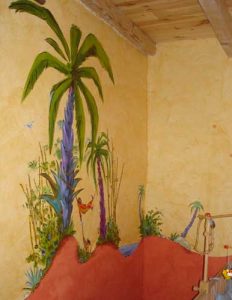 Peinture sur les murs d'une chambre d'enfant (les dunes étaient préexistantes )